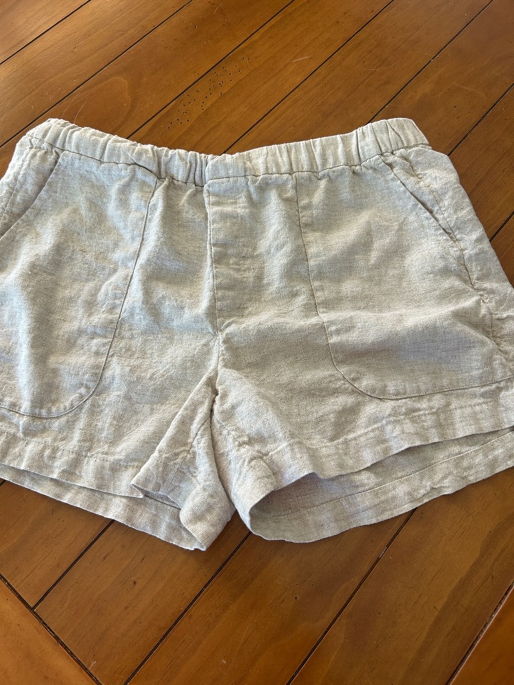 Banana Republic Light Beige High-Waist Linen Blend Shorts Medium